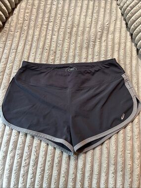 ASICS Black Athletic Shorts with Gray Trim